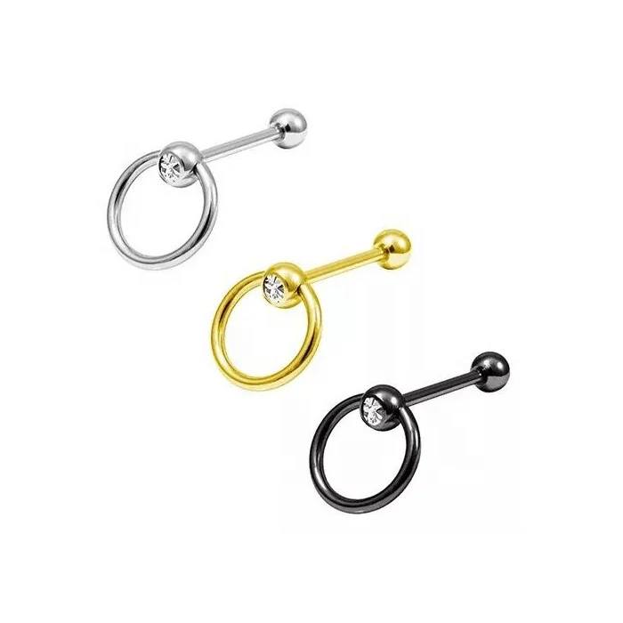 Stainless Steel Slave Rings Penis Piercing with Crystal