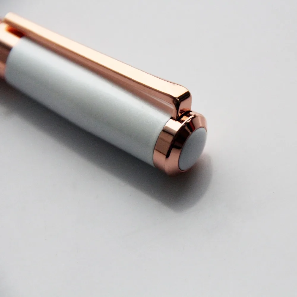 Weeding Gifts White Color Rose Gold Trim Luxury Roller  Pen And Roller Pen Set