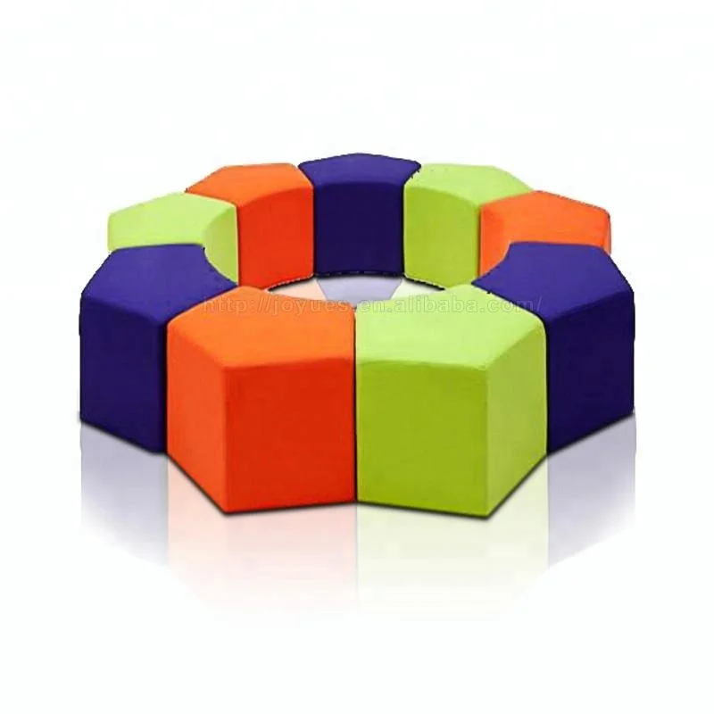 Modern jigsaw fancy small fabric foot rest stool foot rest ottoman for office building Shopping mall hotel hall