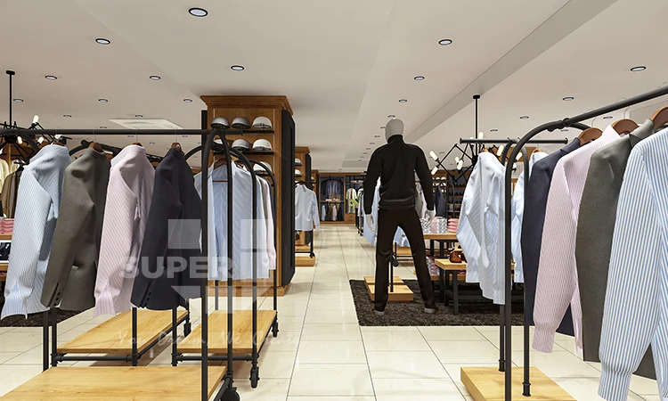 Custom High End Menswear Clothing Store Fixtures Designs Bespoke Commercial European Style Mens Suit Store Furniture Design