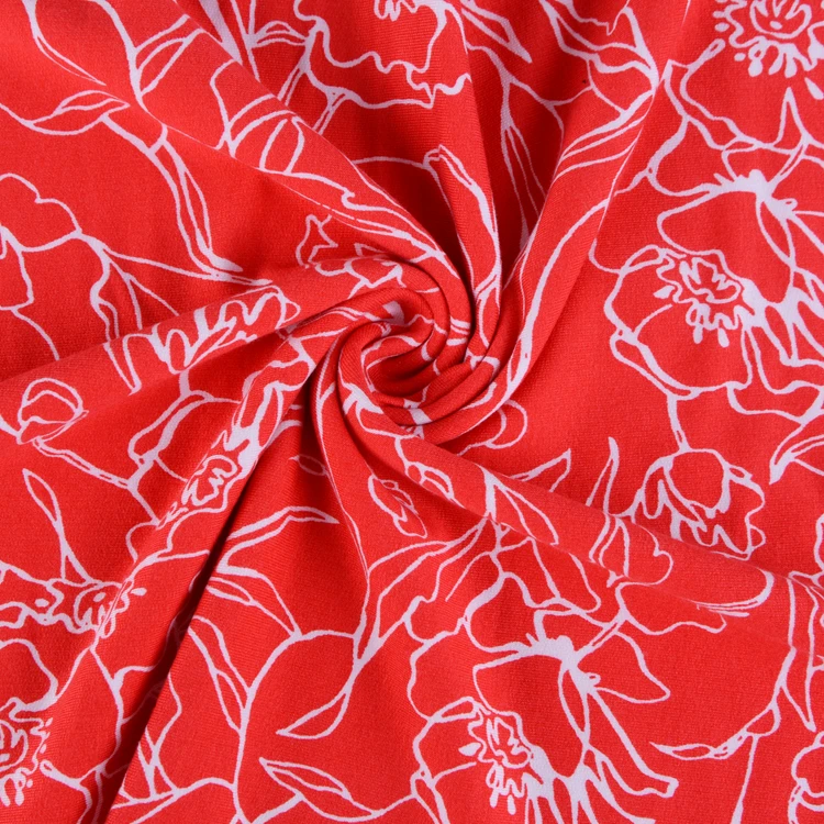 95 rayon 5 spandex digital flower printed elastic French terry cloth fabric for women hoodies