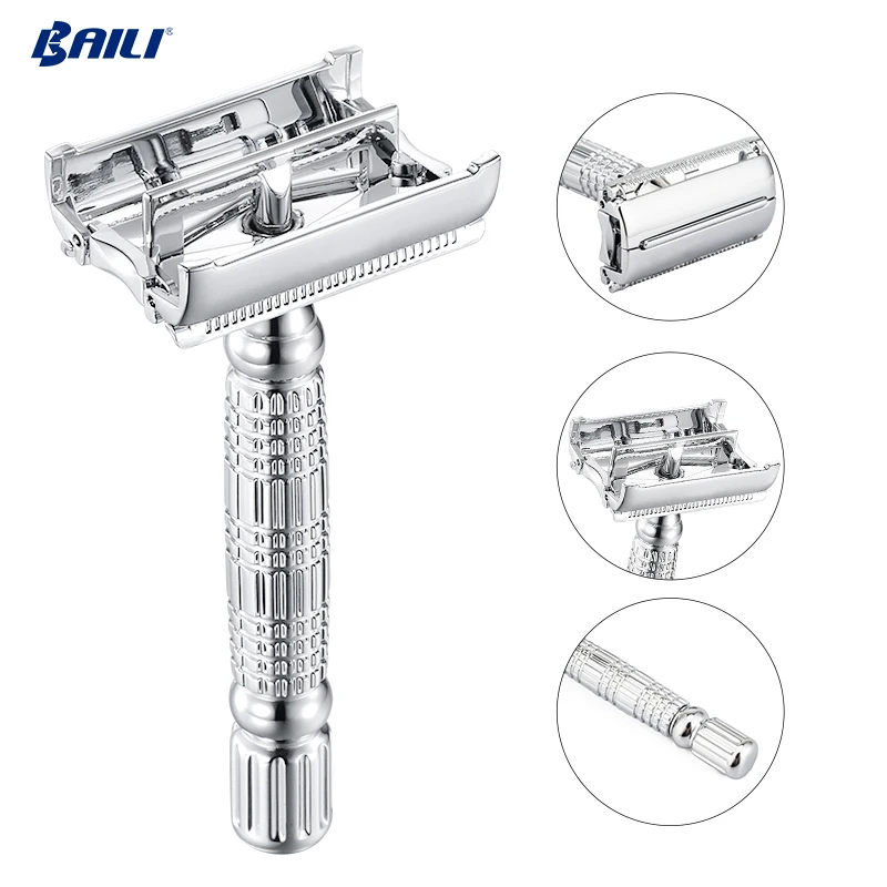 
Metal stainless steel double edged blade straight safety razor shaving travel set,long handed butterfly open cut throats razor 
