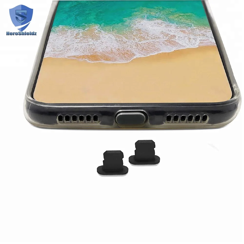 Premium Metal Alloy 3.5mm Earphone Plug Anti Dust Plugs for iPhone, Black Charging Port Plug For iPhone 7/8/X Compatible Case
