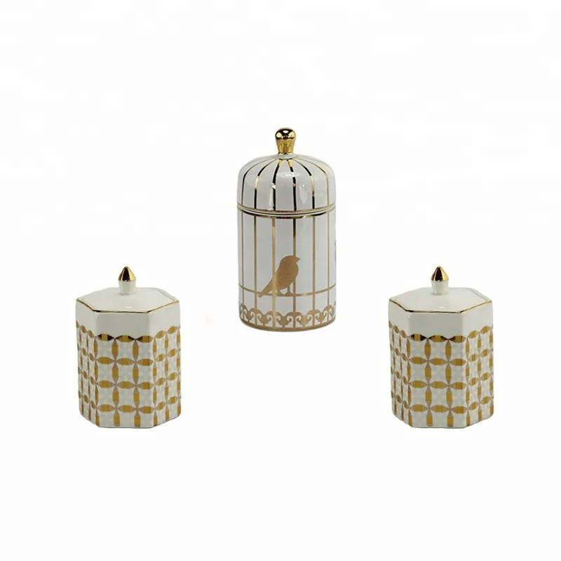 unique empty scented ceramic candle jars black candle holder with lid & gift box