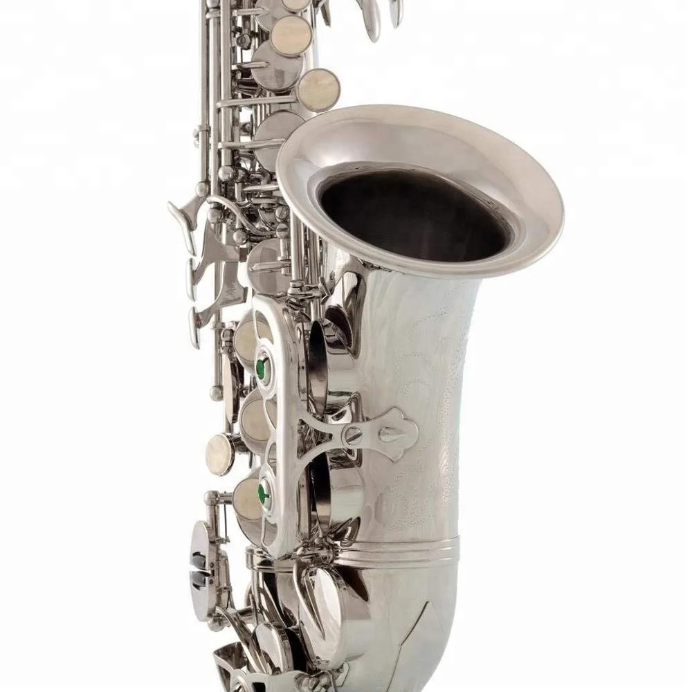 
Big Manufacturer Quality Silver/Nickel Curved Bb Soprano Saxophone 