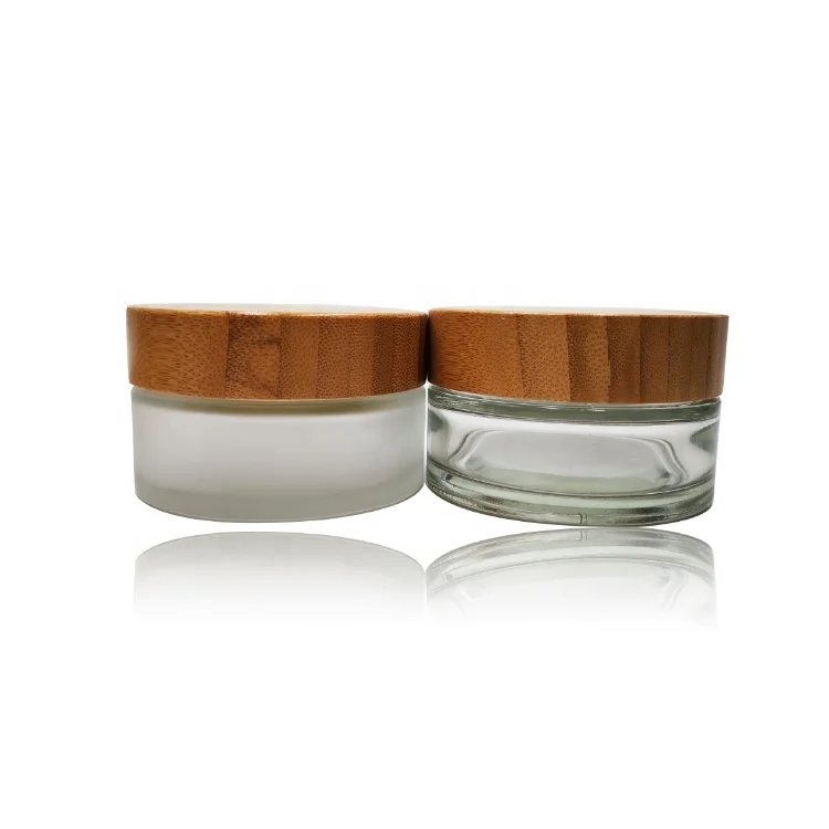custom high end glass candle jar bamboo lid, empty clear 3oz 100g glass jar with bamboo lid cosmetic