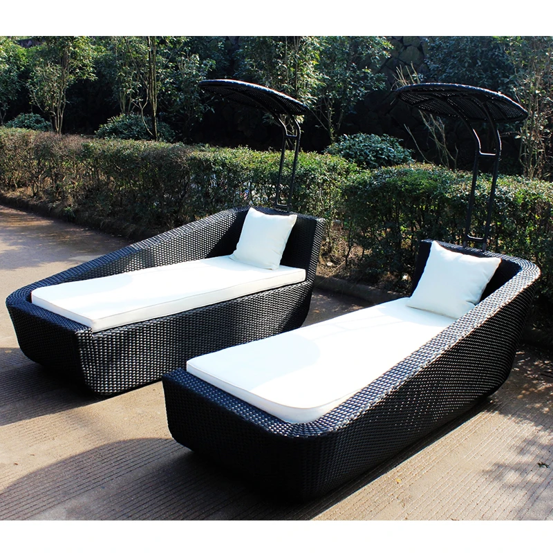 
HDPE rattan wicker double sun lounger 