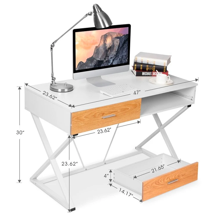 Adjustable Computer Monitor Stand Office Home Computer Desk Table with Drawer