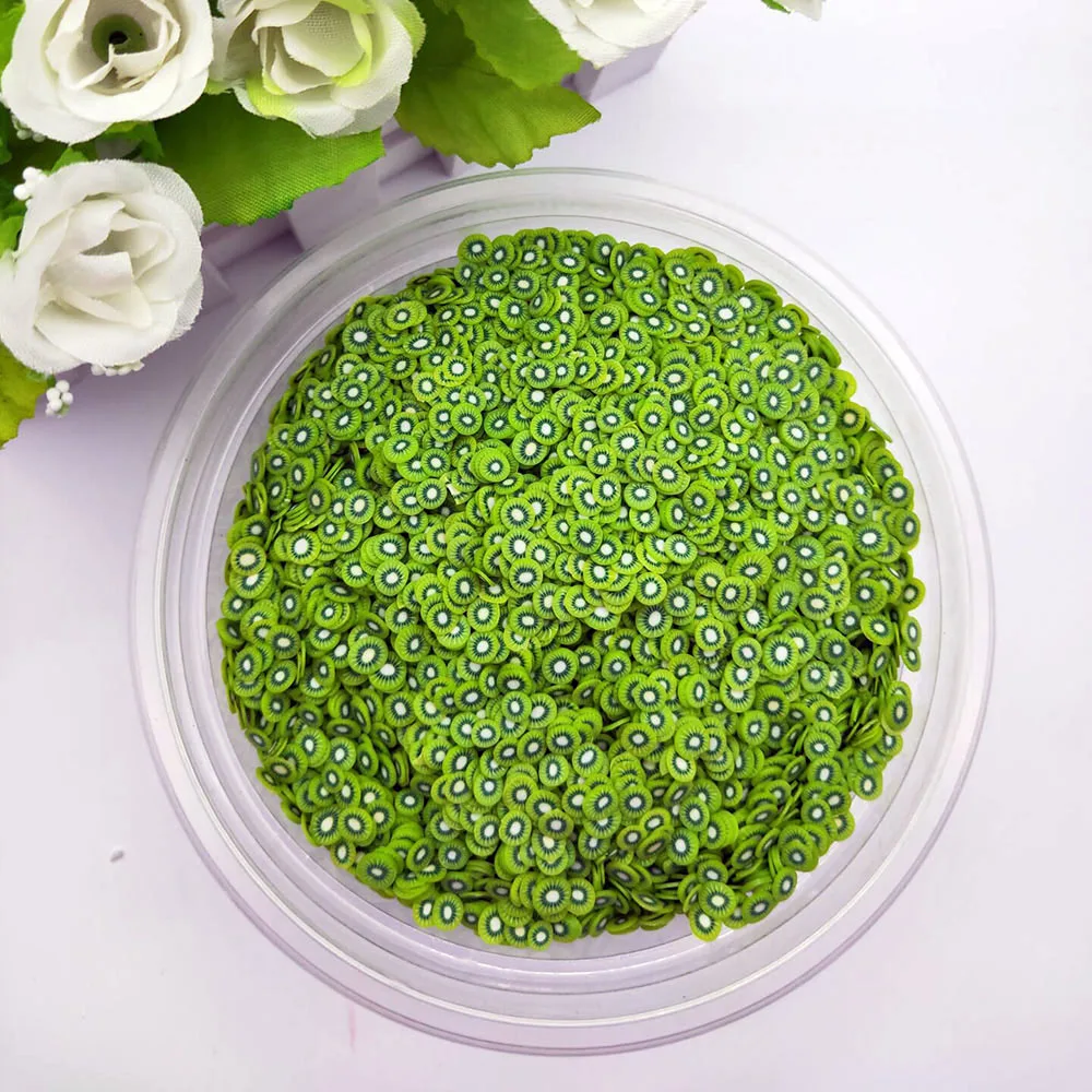 Wholesale 3D Polymer Clay Kiwi Fruit Slices For nail stickers Tips Slime DIY