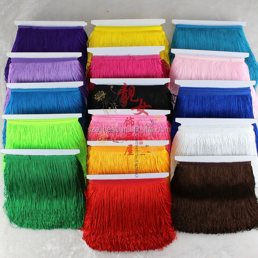 2016 Hot sale colorful polyester tassel fringe/tassel fringe for Latin dance costumes
