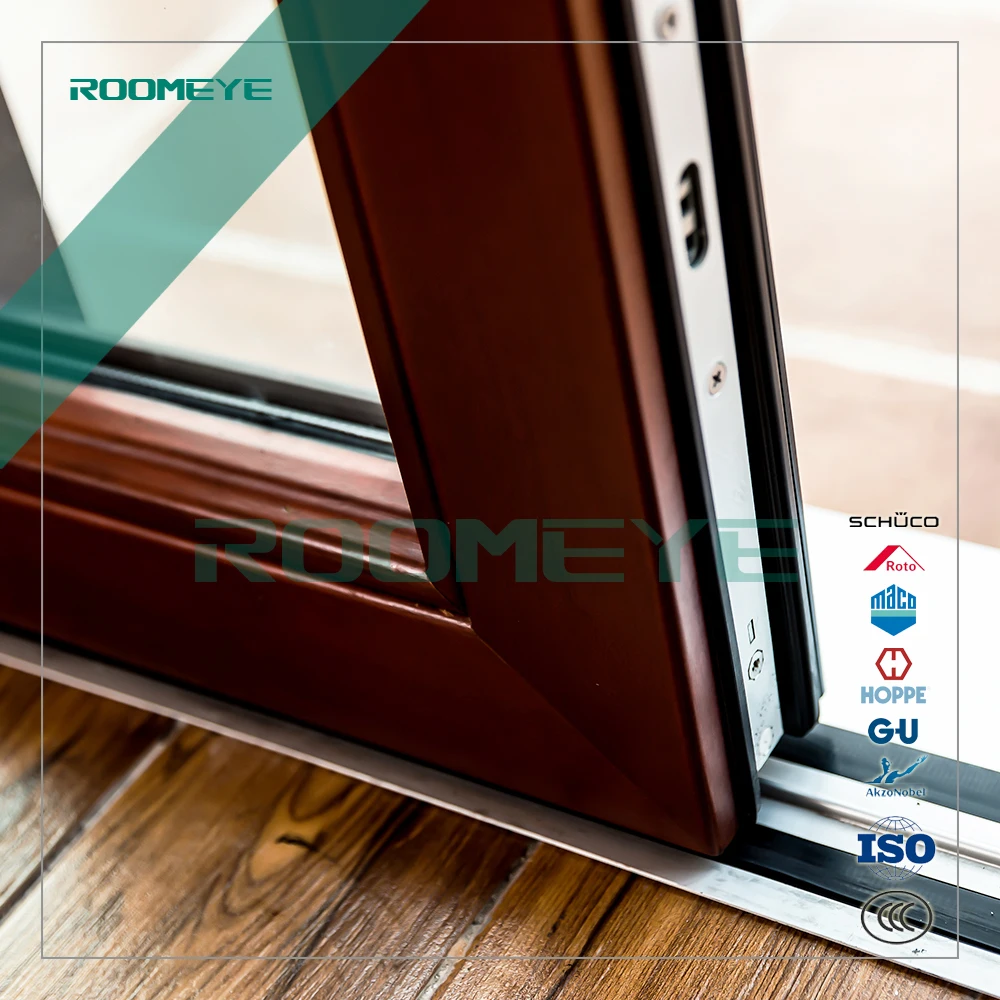 Aluminum wood sliding door with thermal break