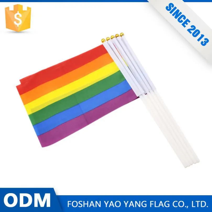 Hot China Wholesale Products Customize Size Gay Pride Colorful Hand Flag