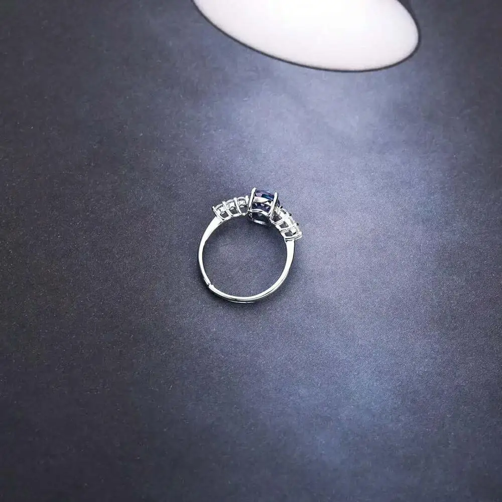 gemstone jewelry Wholesale new fashion simple design 925 sterling silver Single stone natural Blue topaz crystal ring for gril