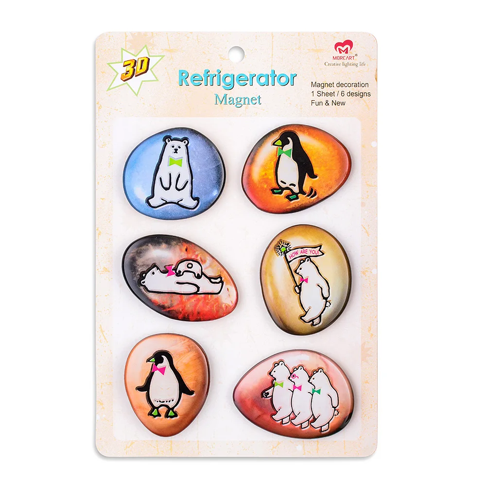 MORCART Best selling products on the stone painted polar bear series refrigerator stickers, polar bear epoxy refrigerator