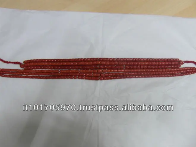 
AA Quality Natural Red Italian Coral Drum Beads 