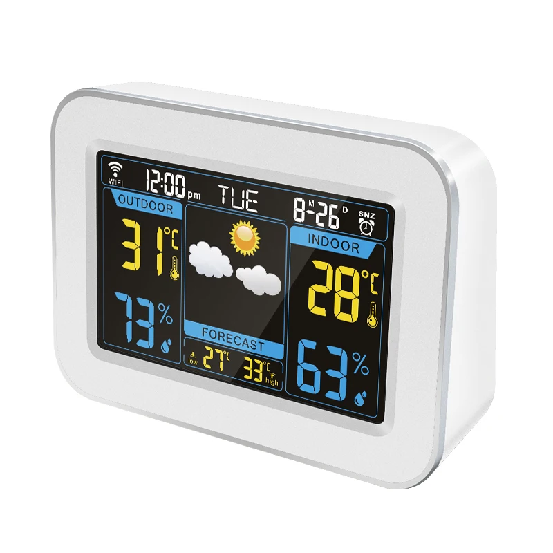 App Control Rectangle Wifi Lcd Color Digital Table Weather Forecast Alarm Clock with Temperature for Promotion