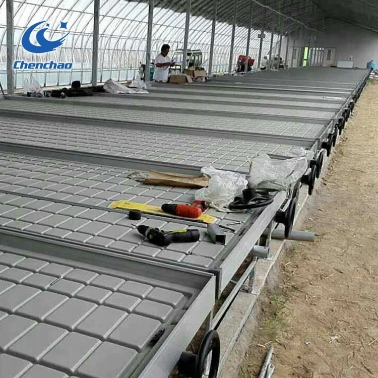 Greenhouse Systems growing hydroponic farm equipment ebb and flow rolling bench