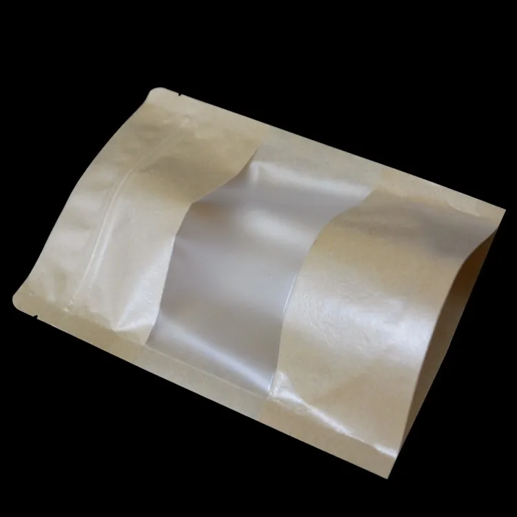 kraft paper zipper bags with clear window kraft paper ziplock bag kraft stand up pouches