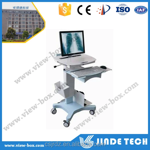High quality Medical workstation trolley for Laptop, computer cart, hospital and medical mobile desktop laptop cart supplier