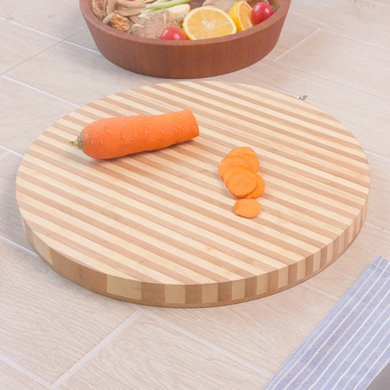 
Wholesale Eco-friendly Cutely Bamboo Round Cutting Board Choping Block 