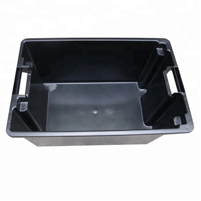 QS logo Stackable and Nestable Crate plastic container outdoor storage plastic bins with lids or not