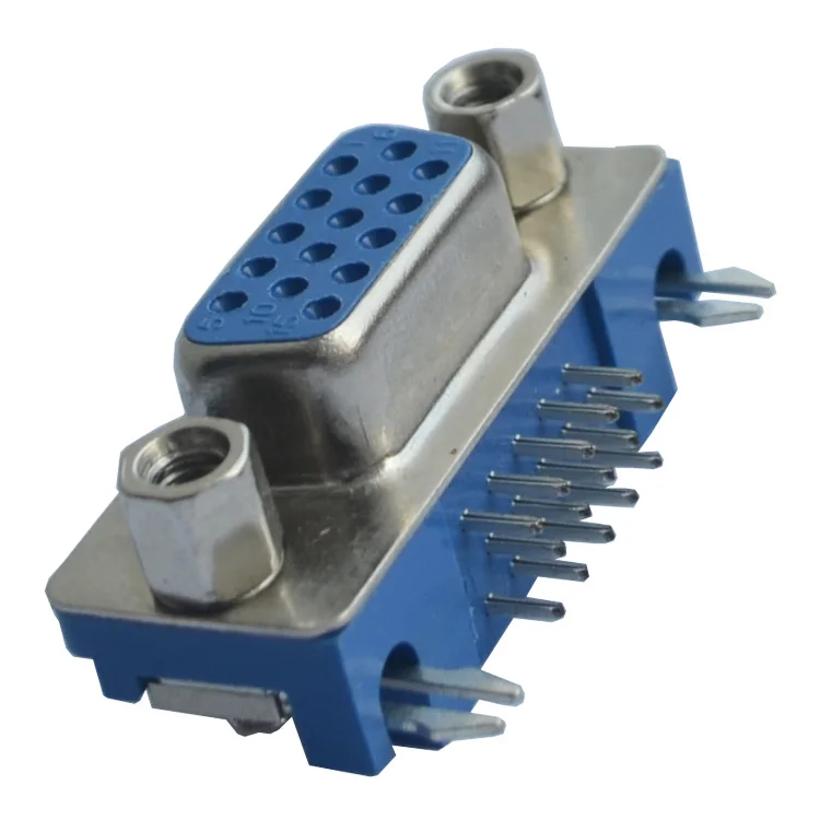 90 Degree D-sub 15 Pin 3 Rows Female HDR DB Connector