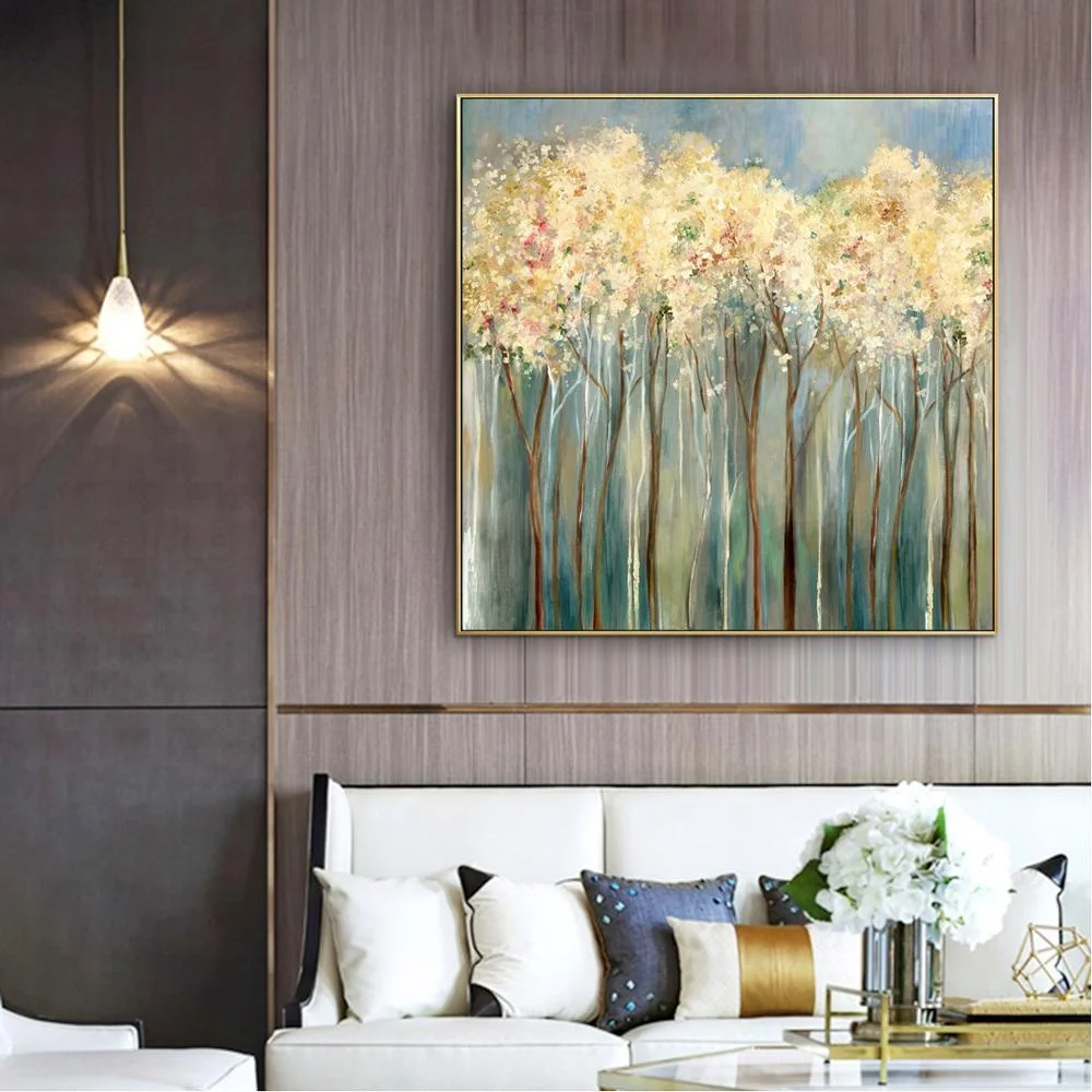 
Modern abstract landscape canvas printing hot selling beautiful thick tree painting print for wall art home decor 