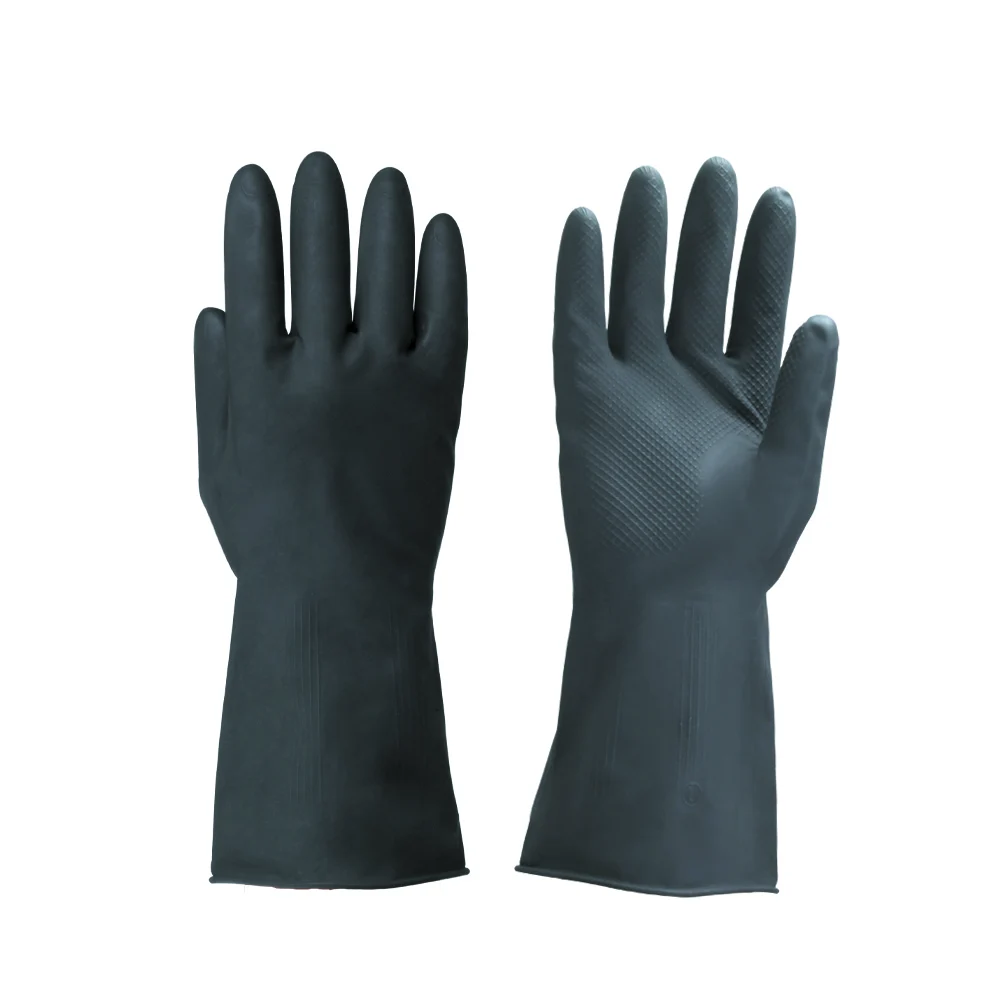 China manufactures black rubber heavy duty industrial working  latex  gloves with cheap price