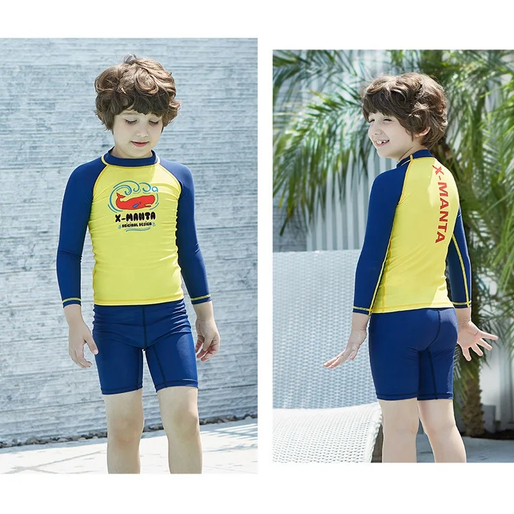 The two sets nylon wetsuit long sleeves uv protection swimwear children
