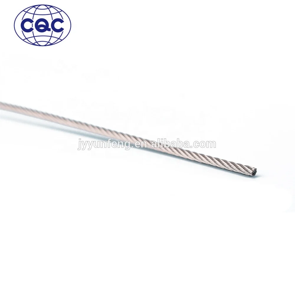 Yunfeng 1x19/6x7+fc/7x7/6x19+fc/6x19+WSC/18x7+FC/18x7+IWS stainless steel wire rope for fitness equipment