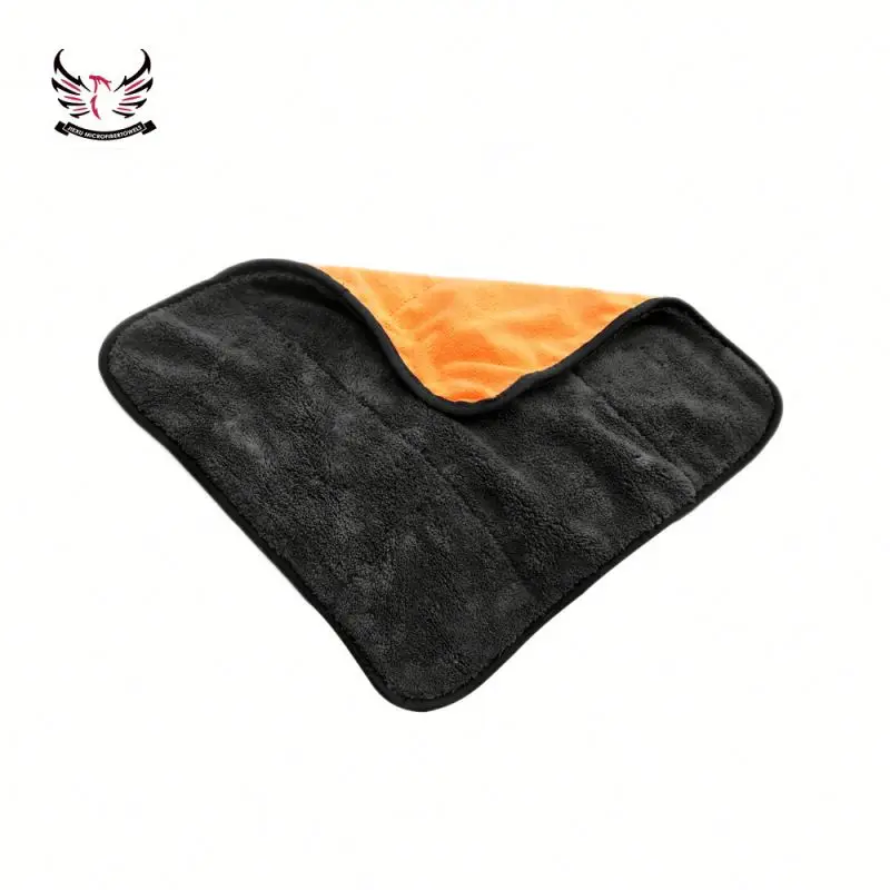 Car Towels Microfiber Drying Car Cleaning Cloth Automotive Detailing Dual Layer Wax Polishing Detailing Towel 600GSM,Orange/Gray