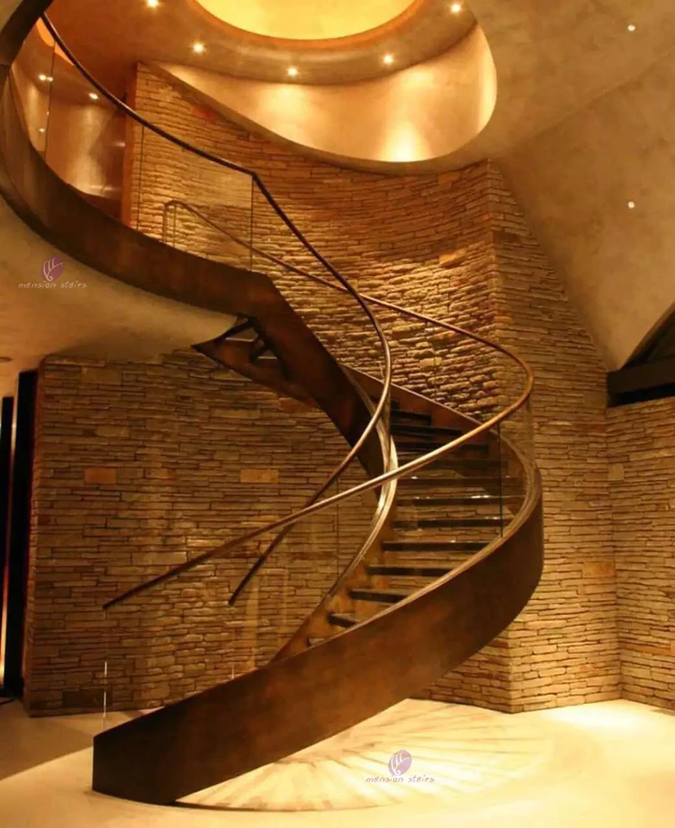 
Customized Steel Curved Structure Staircase For Living Room 