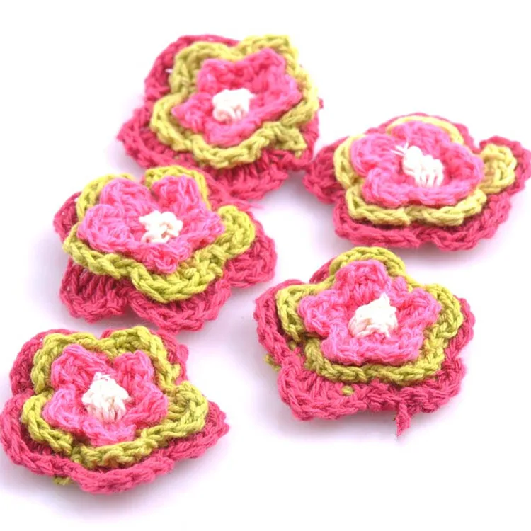 
Custom Colored Fabric Sewing Applique Handmade Crochet Flowers 