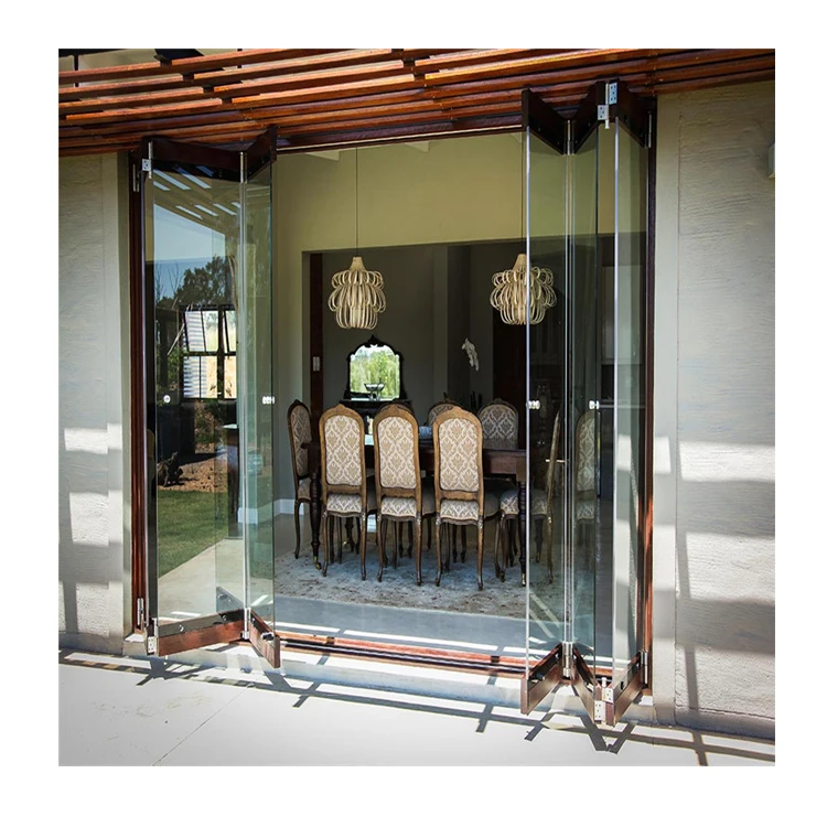 Exterior Frameless Glass Sliding Folding Door with Tempered Glass