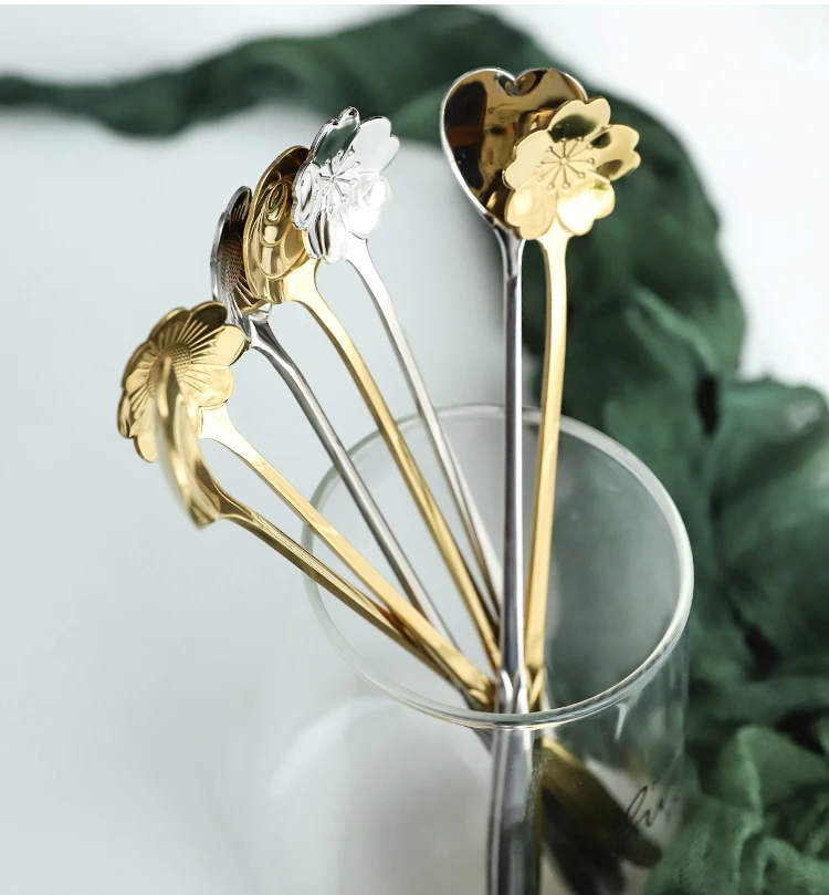 
New products ideas 2019 stainless steel Gold plated spoon coffee long handle spoon tea spoon stainless steel 