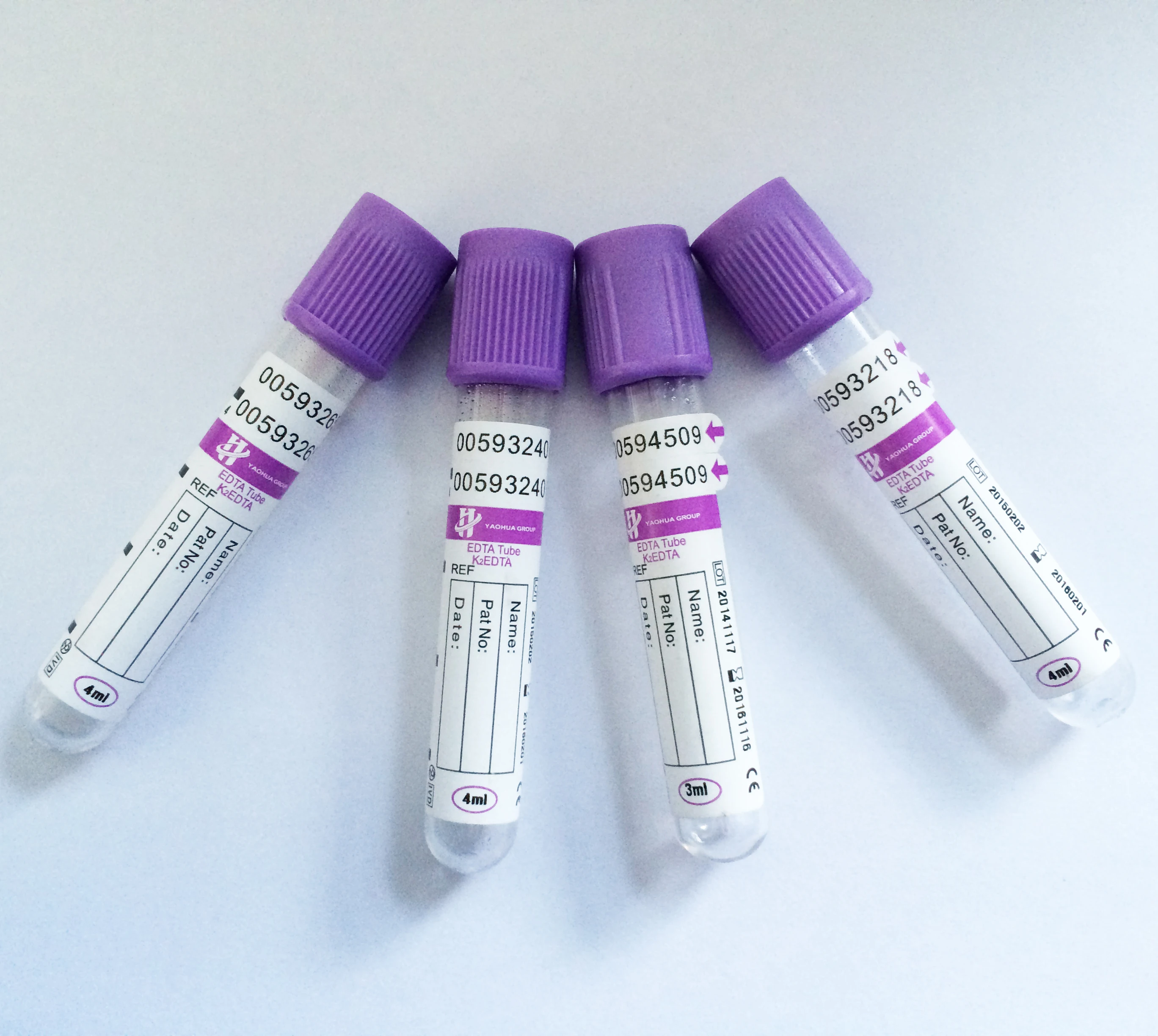 EDTA blood tube purple top tube for blood collection and test with CE and ISO certificate PET and glass tube 13*75mm 3ml 4ml 5ml