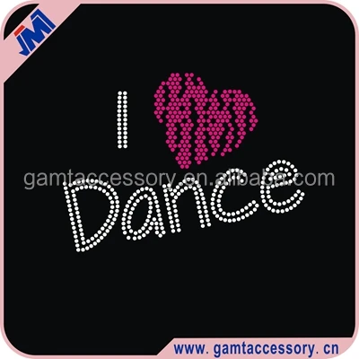 i love dance round crystal flatback rhinestone iron on transfer for apparel