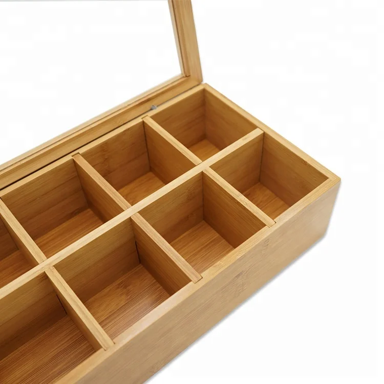 Kitchen Tea Box Bamboo Tea bag Organizer Taller Size Holds 120+ Standing or Flat Tea Bags coffee Storage