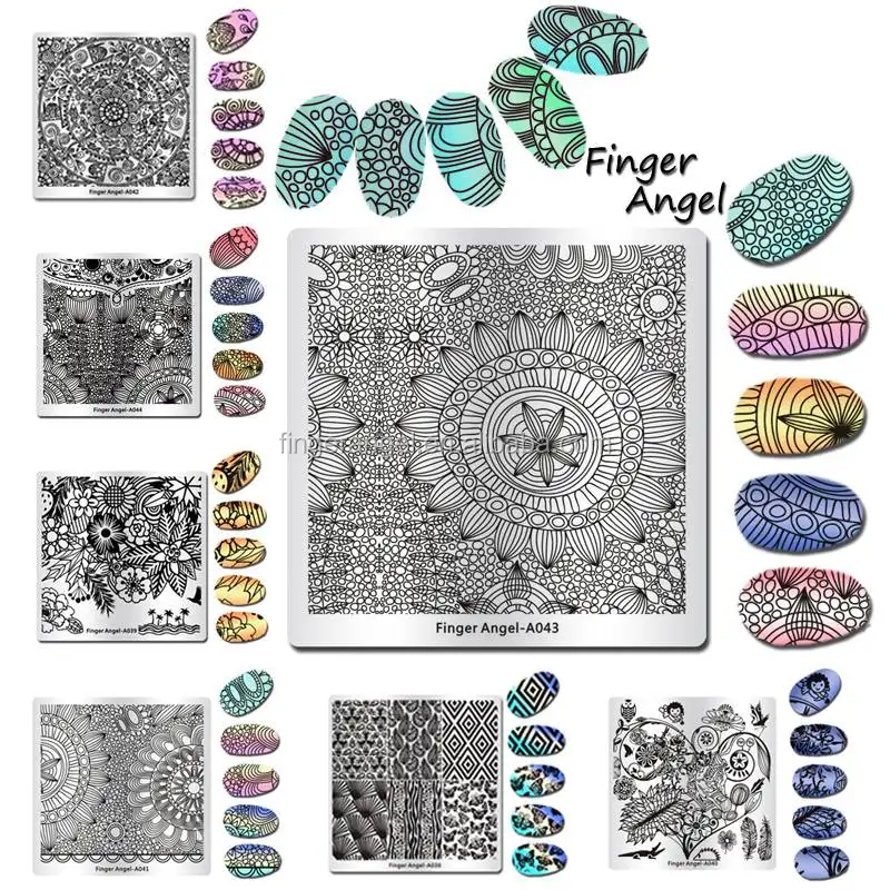 Square Nail Art Stamp Image DIY 6x6cm Nail Stamp Plates