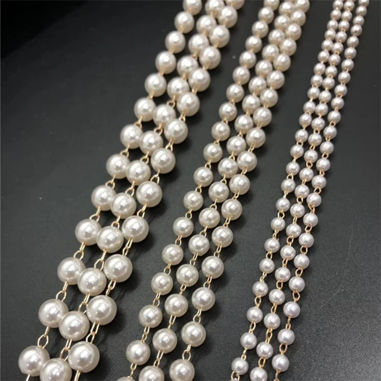 Decorative diamond colorful dyeing pearl chain Oval round bead Rhinestone chain  for garment bag shoe