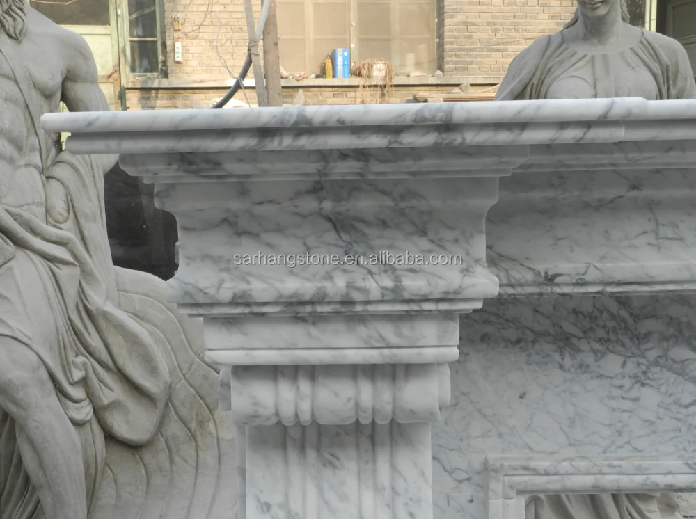 Natural Carrara white marble fireplace