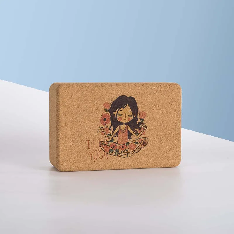 BSCI factory yoga block natrual eco friendly custom print wooden cork yoga block cork non toxic organic recycled