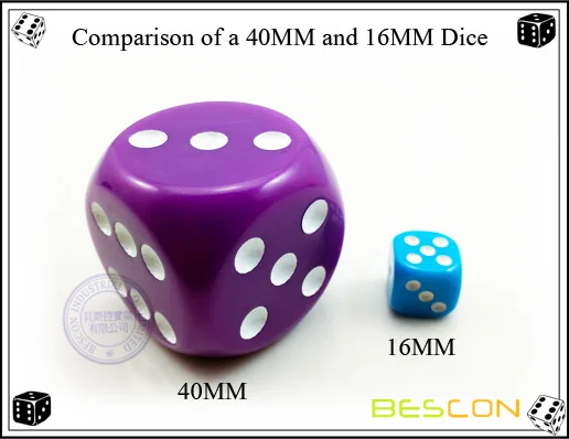 Giant Colored Plastic Dice 40MM in Round Style