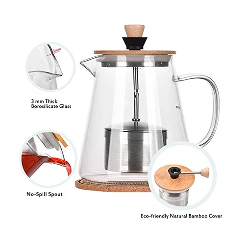 Handmade Wholesale Glass Teapot With Stainless Steel Infuser And Lid Glass Teapot Borosilicate