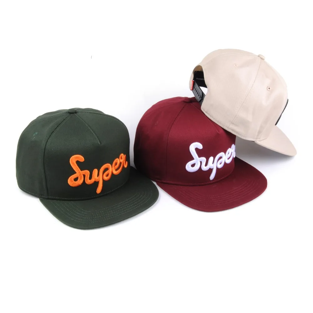 Custom Flat Brim 3D Embroidery 5 Panel Cap gorras custom snapback hat cap