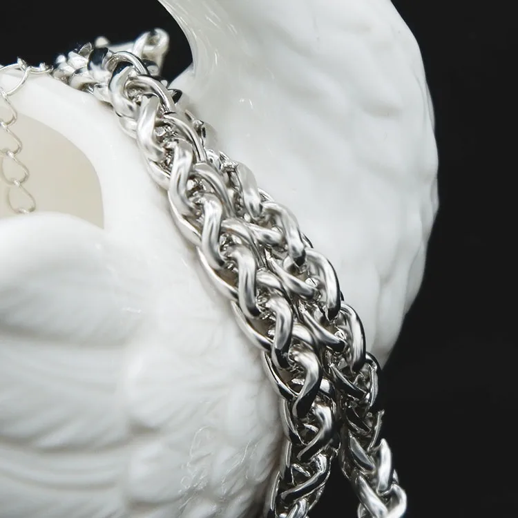 European And American Personality  Byzantine Bolo  twist stainless steel cuban link chain bracelets