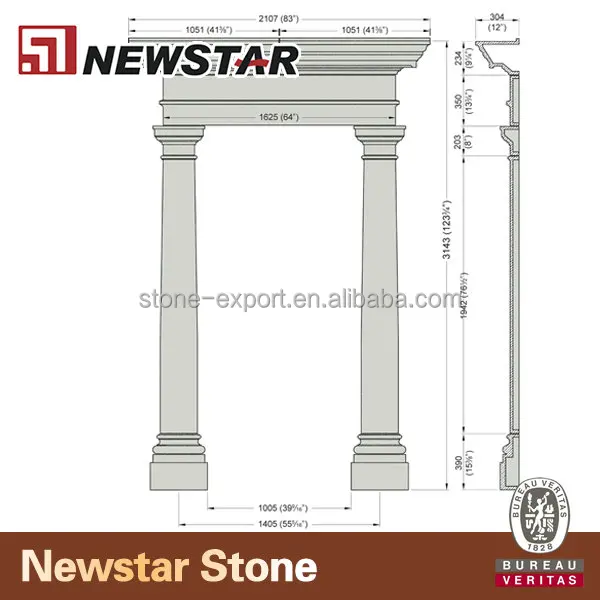 
Natural stone windows and door arch shaped 