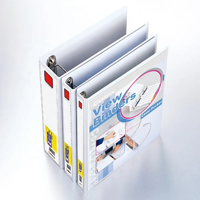 Comix Hot Selling Custom Cover Spine Insert Wholesale Cheap Plastic PVC A4 2 3 4 Ring Binder with Pocket
