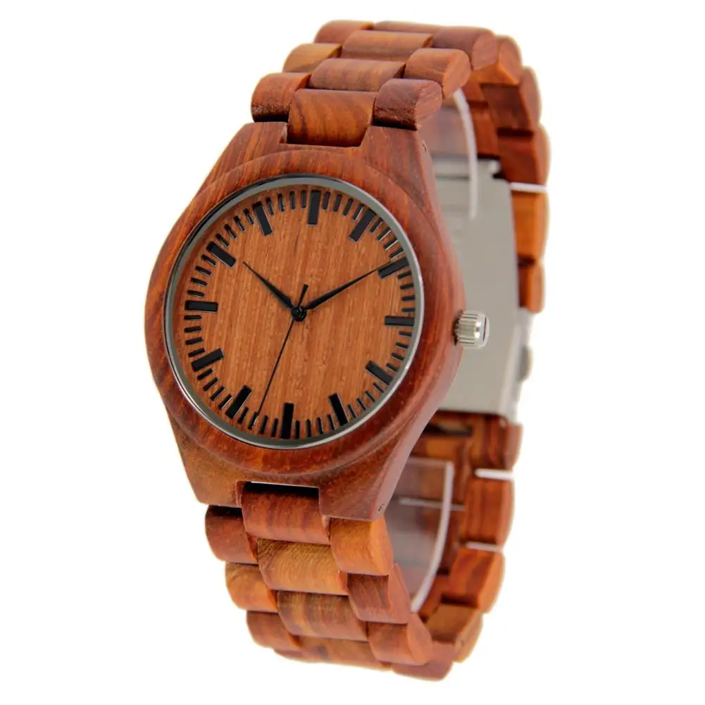 Men Custom Engraved Handmade Wood Band Lightweight Miyota Movement Quartz Wrist Watch