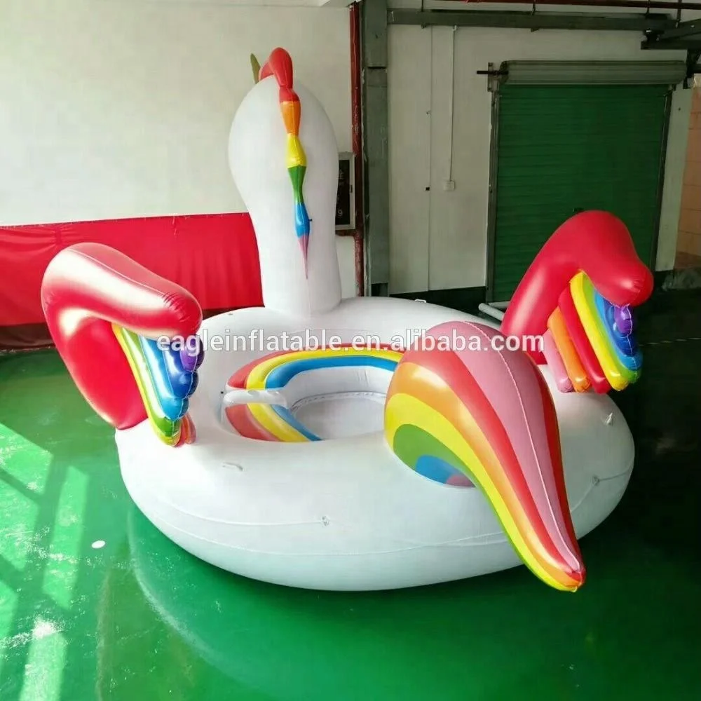 Water partk and beach sea side toy newest huge 6 person inflatable Unicorn Party Bird water Island